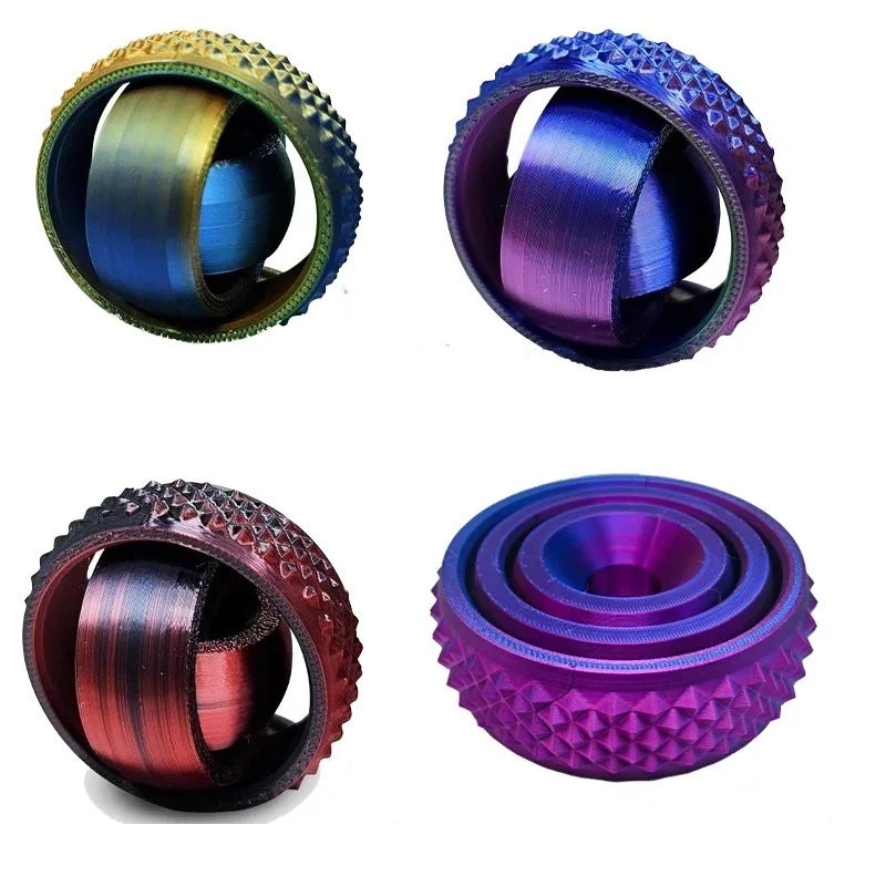 3D Printed Rotating O-Shaped Fidget Ball – Universal Gyroscope Toy for Anxiety Relief & Stress Decompression