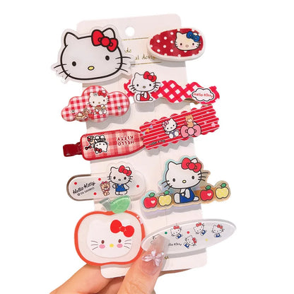 10PCS Children’s Hair Clips — Hello Kitty Cute Headwear for Girls & Kids