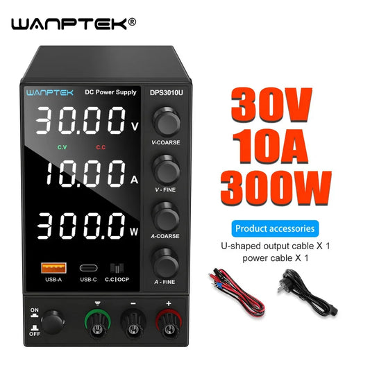 Wanptek DC Power Supply | Adjustable 30V 5A/10A, 60V 5A, 120V 3A, Digital Display, Laboratory Voltage Regulator for Repair