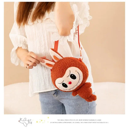 30cm Labubu Cartoon Cute Doll Backpack – Shoulder Crossbody Toy Pouch for Outdoor Travel, Christmas Gift