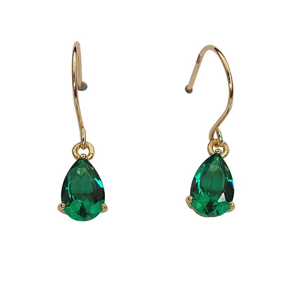 925 Sterling Silver Emerald Zircon Water Drop Earrings for Women – 14K Gold Plated Retro Luxury Jewelry
