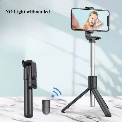 Wireless Bluetooth Selfie Stick & Tripod Stand – Fill Light with Remote Shutter for iPhone, Samsung, Xiaomi, Live Streaming Phone Holder