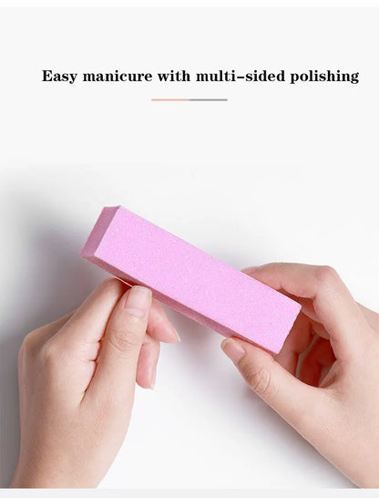 Pink Nail Buffing & Sanding Block — Pedicure Manicure Sponge for Grinding, Polishing & Safe Nail Art Care