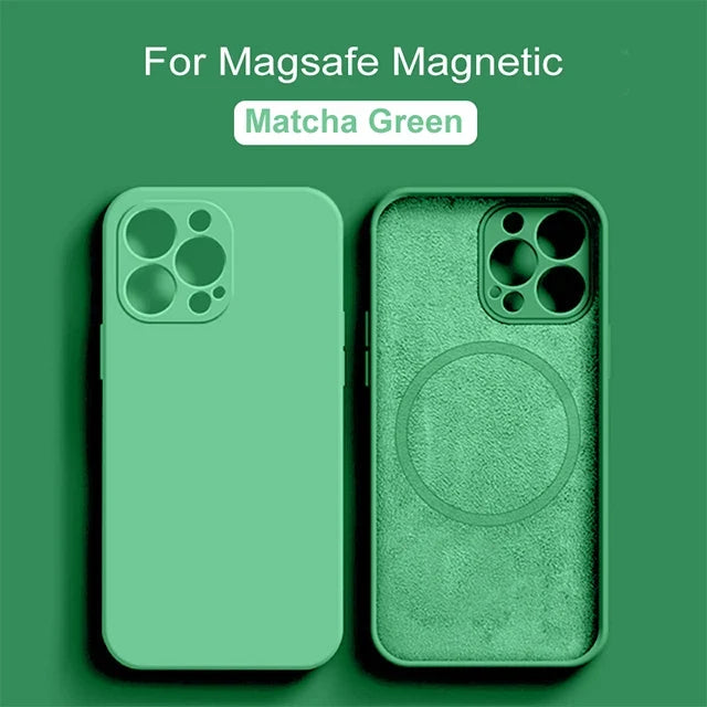 MagSafe Magnetic Silicone Case - Original Wireless Charging Cover for iPhone 15 14 13 12 11 Pro Max Mini X XR XS 8 Plus