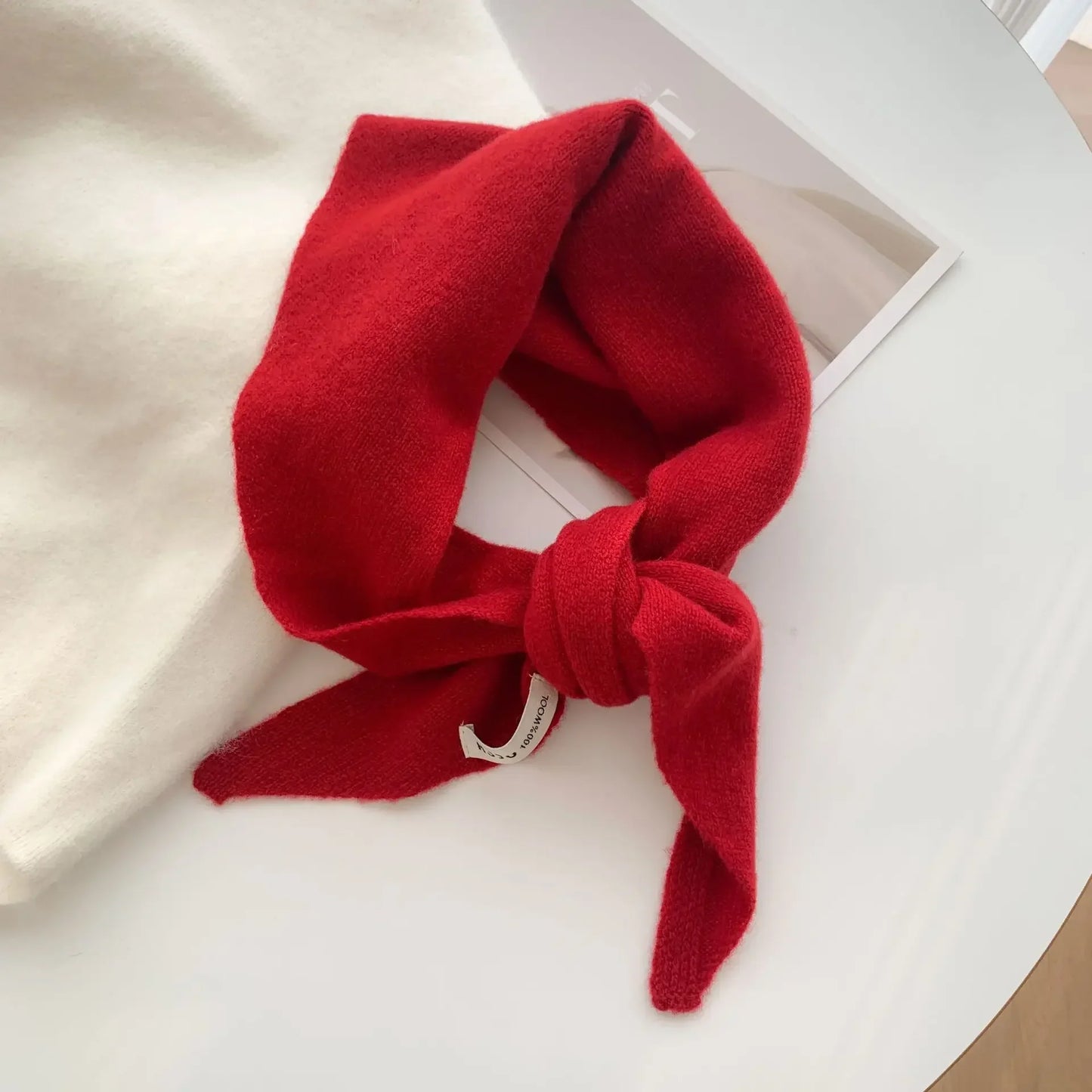 Women’s Wool Triangle Scarf – British Korean Knitted Headscarf & Warm Multi-Functional Wrap