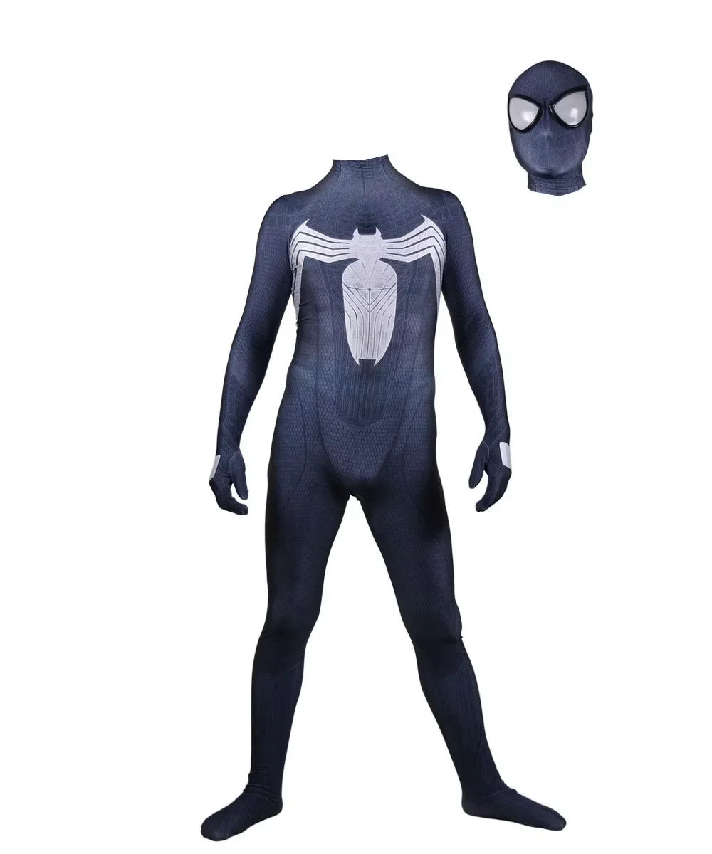 Halloween Venom Spider Cosplay Costume - Men’s Black Superhero Zentai Bodysuit for Parties & Events