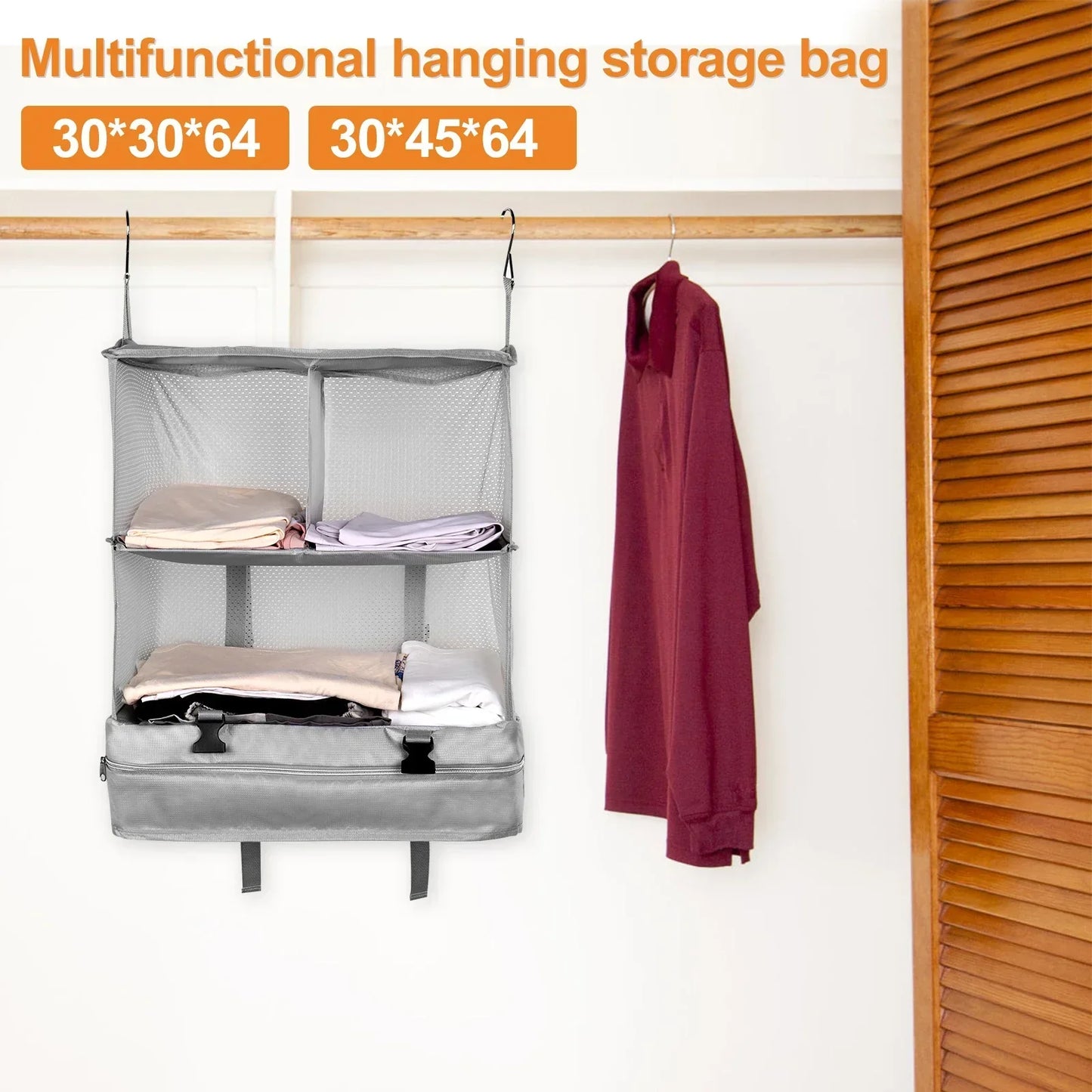 Travel Hanging Luggage Organizer | Large Capacity Foldable Clothes Storage & Garment Bag