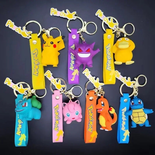Kawaii Pokemon Key Ring – Pikachu, Charmander, Psyduck Cartoon Pendant