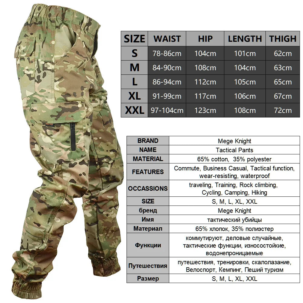 Men's Tactical Camouflage Joggers – Ripstop Cargo Pants for Outdoor Work and Hiking