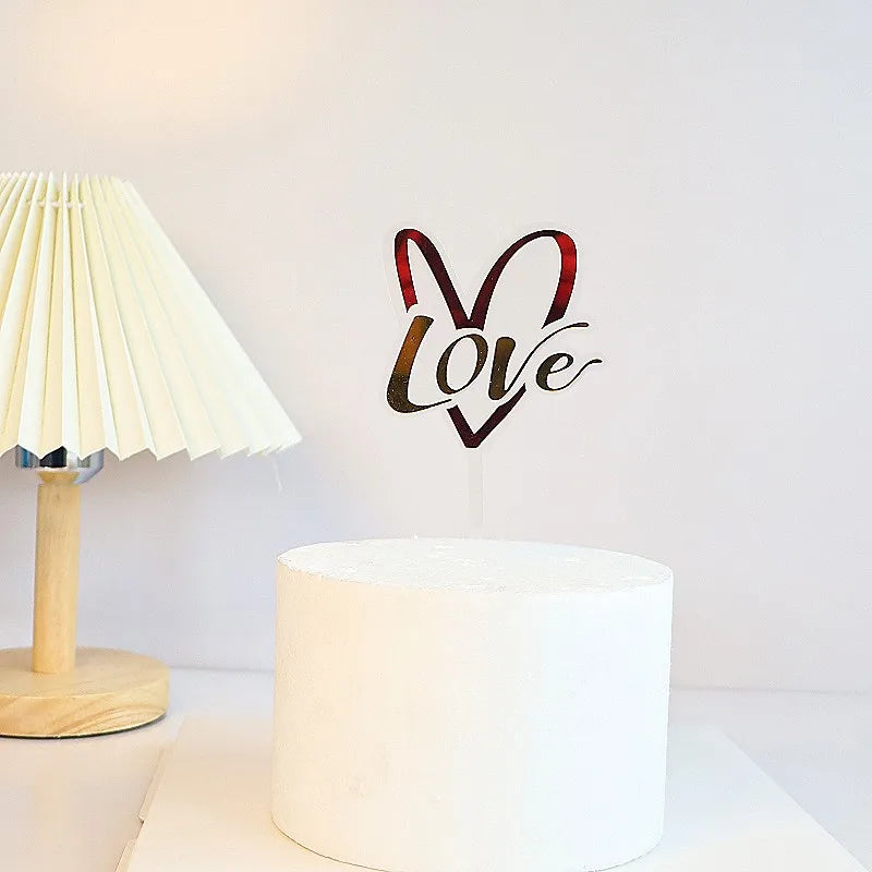 Big Red Love Cake Topper – Acrylic Wedding & Engagement Party Decoration, Valentine’s Day Love Cake Topper
