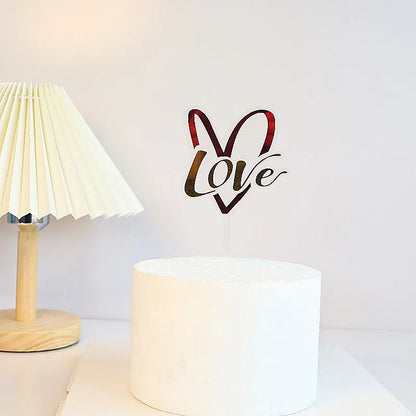 Big Red Love Cake Topper – Acrylic Wedding & Engagement Party Decoration, Valentine’s Day Love Cake Topper