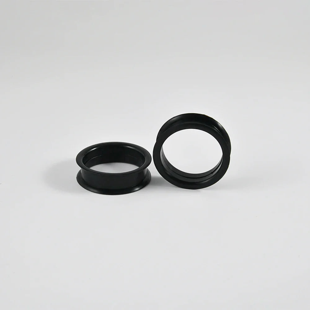 Pair of Supersize Black Silicone Double Flared Ear Tunnel Plugs — Flesh Gauge Expander Stretchers for Piercing