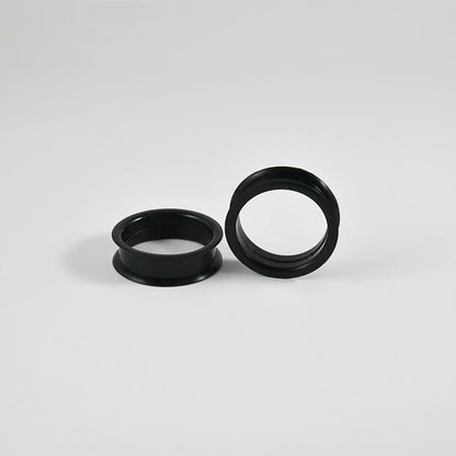 Pair of Supersize Black Silicone Double Flared Ear Tunnel Plugs — Flesh Gauge Expander Stretchers for Piercing