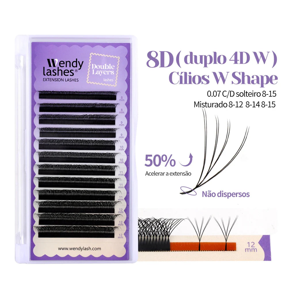 Wendy Lashes YY Shape Eyelash Extensions – Automatic Flowering W-Shape 3D-8D Premade Black Lashes