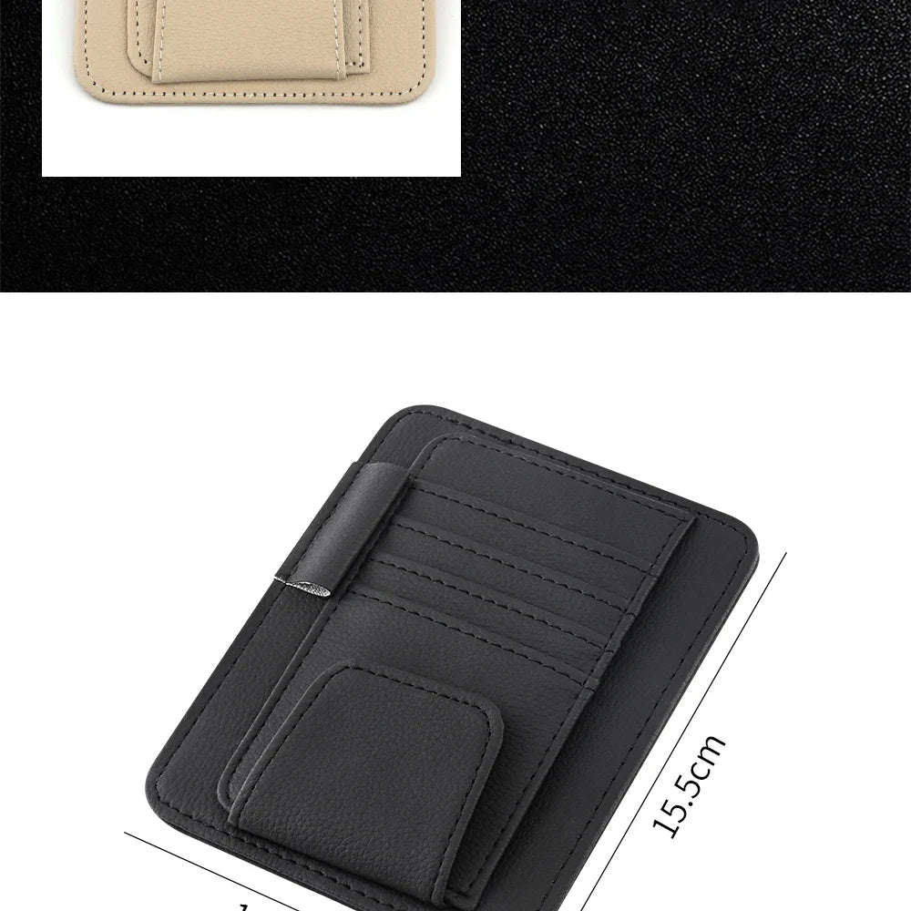 Car Visor Organizer – Multi-Pocket Pouch Bag for Cards, Glasses & Storage, Scratch-Resistant Auto Visor Holder for Car Interior