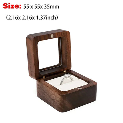 Personalized Walnut Wooden Ring Box - Custom Name Engagement & Wedding Anniversary Gift