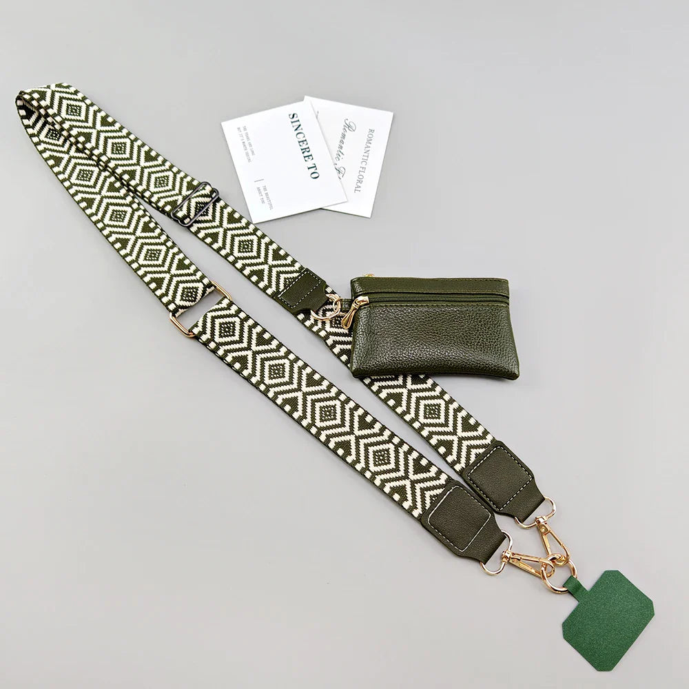 Adjustable Crossbody Mobile Phone Lanyard Strap – Anti-Lost Cell Phone Case Pendant with Zippered Wallet, Card Gasket & Coin Purse