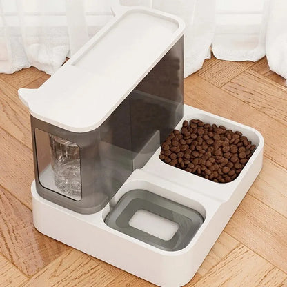 Large Capacity Automatic Cat Food Dispenser with Drinking Water Bowl - Wet and Dry Separation Pet Food Container - Convenient Pet Supplies