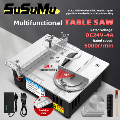 96W Mini Bench Saw — Adjustable Multifunctional Table Saw for DIY Woodworking