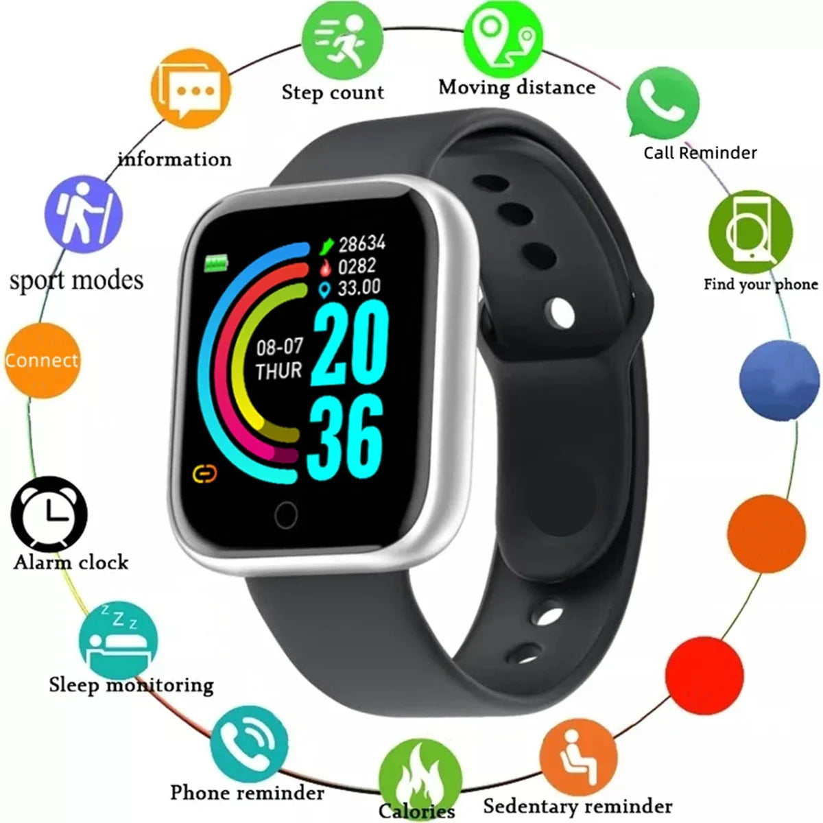 Smart Watch for Men & Women – Fitness Tracker Smartwatch with Message Notifications, Heart Rate Monitor, Electronic Wristwatch for Android & iOS, Birthday Gift Bracelet Style Watch