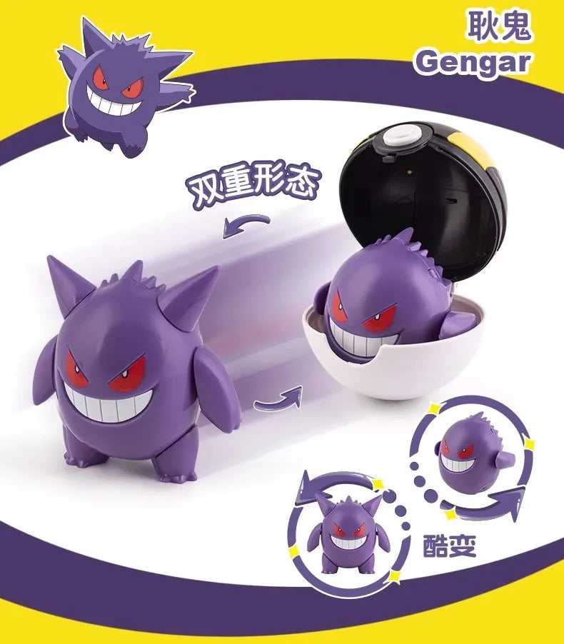 Pokemon Action Figures Set – Pikachu, Gengar, Dragonite, Snorlax & Pokeball Toys