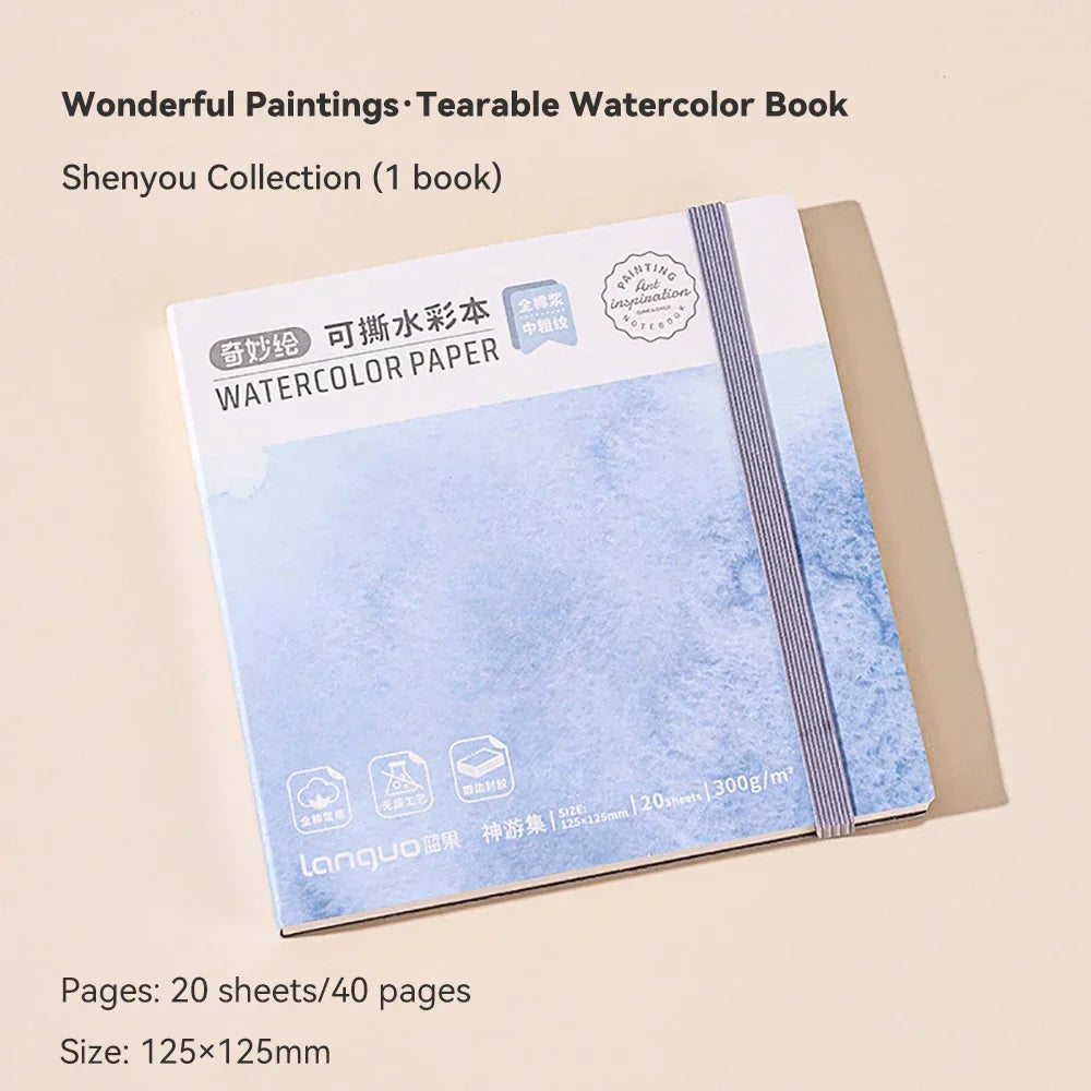 100% Cotton Mini Watercolor Paper Book – 300gsm Tearable Sketchbook Journal for Drawing & Painting