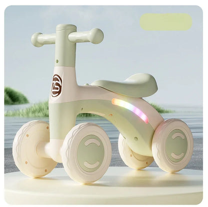 Anti-Tip Baby Balance Bike — 4-Wheel Silent Glider Walker for Ages 1-3, Toddler Training Ride-On with Safety Wheels for Indoor & Outdoor Use