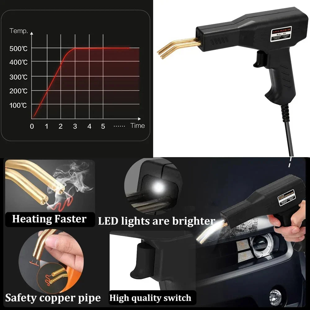 50W Plastic Welding Repair Kit - Hot Stapler & Bumper Soldering Gun for Car, PVC and Garage Repairs