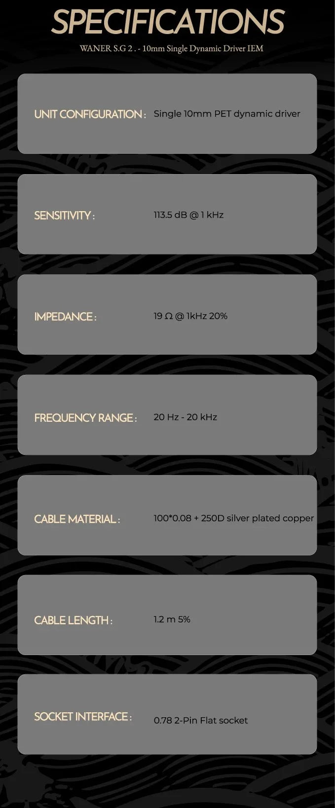 TANGZU WANER2 2nd Gen HiFi In-Ear Monitor – Dynamic Driver Earphones with 0.78mm Detachable Wired Cable & High-Resolution Sound