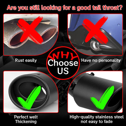 2.5" Black Car Exhaust Muffler Tips - Rear Tail Pipes for Custom Exhaust Systems
