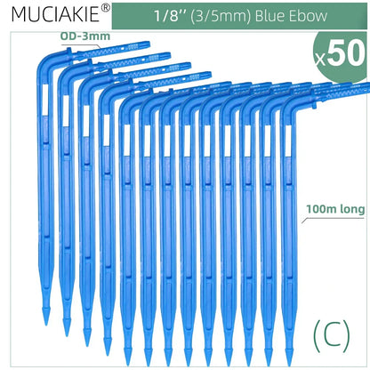 MUCIAKIE 4/2-Way Drip Irrigation System Kit – 100–10M 8L Watering Dripper Sprinkler for Potted Plants & Garden Use