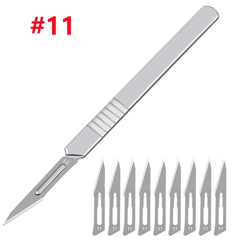 Carbon Steel Carving Knife Set – #11 & #23 Non-Slip Blades for Engraving, Mobile Phone Film, Paper Cutting & Handicraft Tools