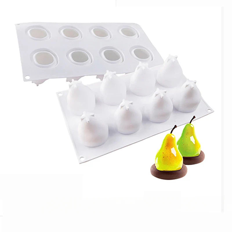 Fruit Series Silicone Cake Mold — Mango & Pear Shapes for Mousse, Dessert Baking, Non-Stick & Easy-Clean French Cake Decoration
