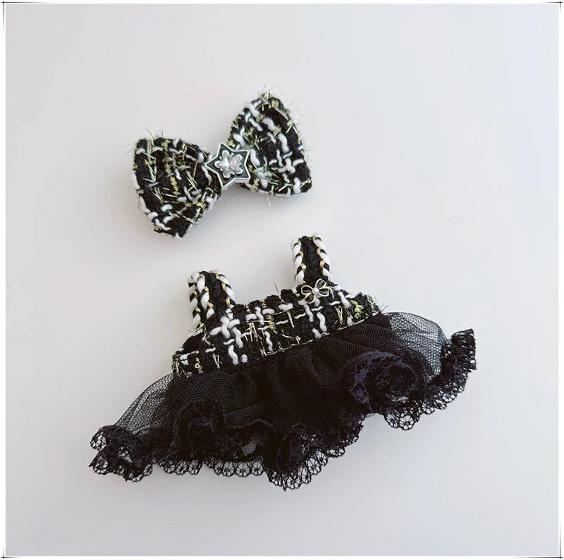 Labubu Doll Accessories — 17cm Luxury Woolen Shawl Suit & Skirt Set with Messenger Bag & Loafers