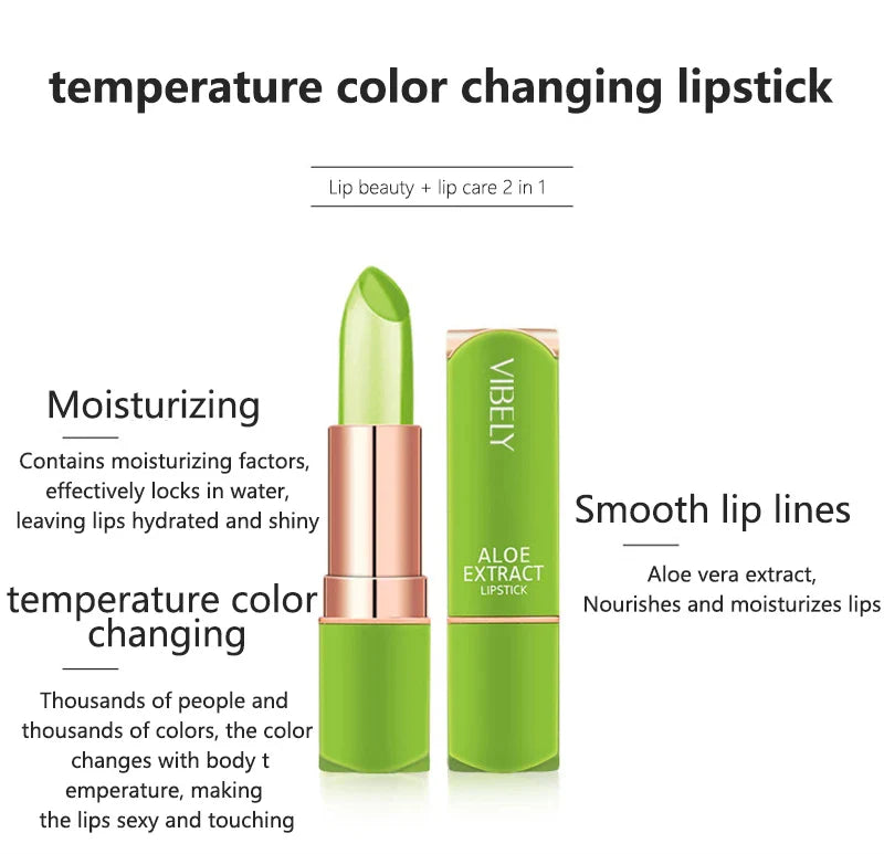 Spring Aloe Vera Moisturizing Lipstick – Long-Lasting Nourishing Temperature-Change Lip Balm & Gloss