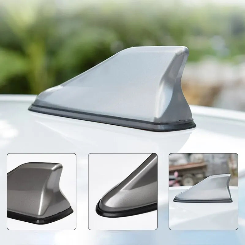 Waterproof Shark Fin Roof Decorative Car Radio Antenna - Universal Design with Adhesive Tape Base, FM/AM Radio Function