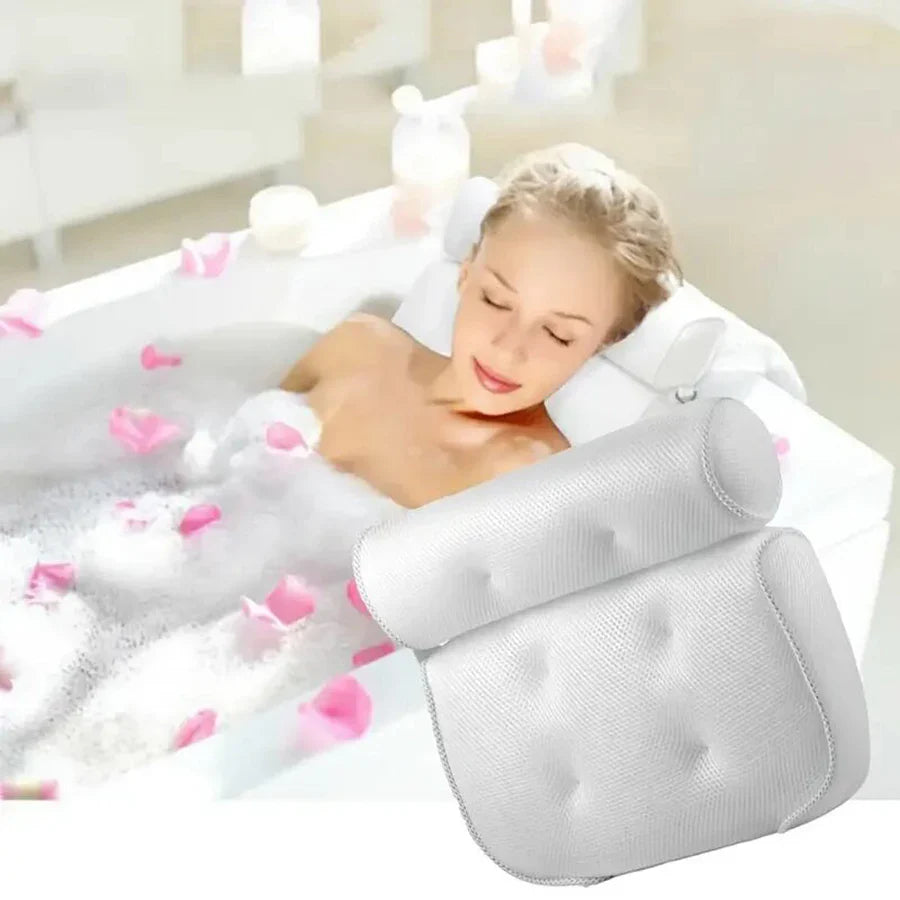 Spa Bathtub Pillow with Anti-Slip Suction Cups – Neck and Back Support for Bathtub and Bathroom Accessory