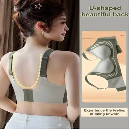 Seamless Push-Up Bra for Women – Wireless Gathered Support Full Coverage Comfort Bra with Adjustable Straps Anti-Sagging Soft Underwear