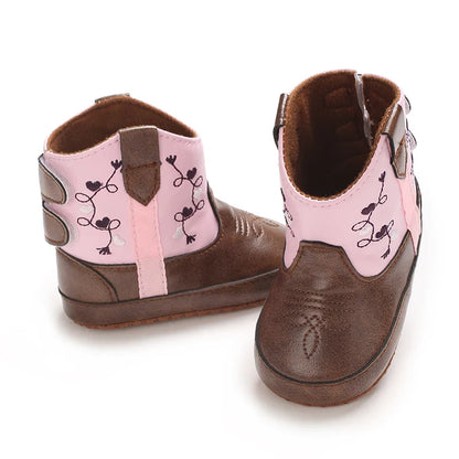 Western Denim Baby Winter Boots - Warm Casual First Walker Shoes for Boys & Girls 0-18 Months