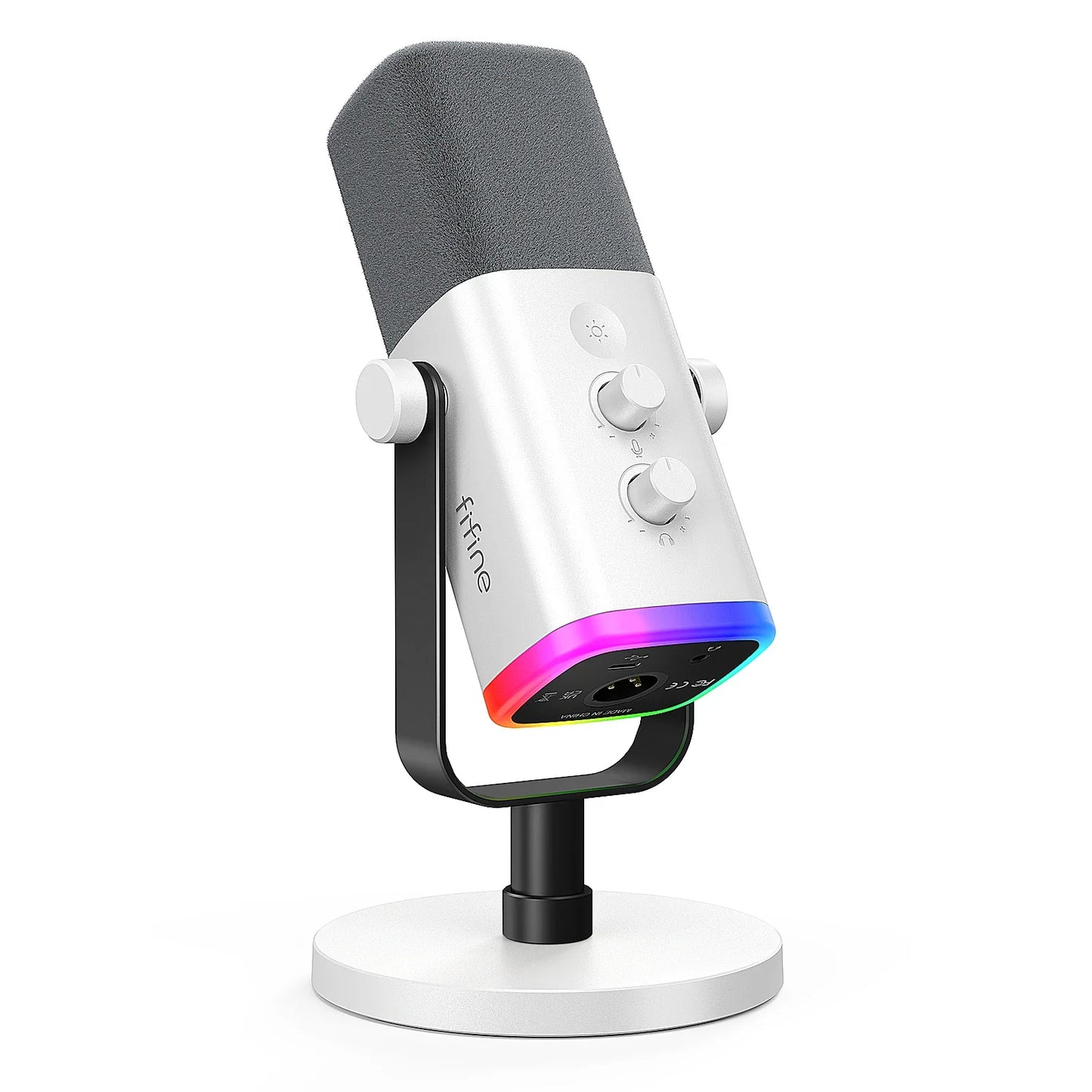FIFINE AM8 USB/XLR Dynamic Microphone with Touch Mute, Headphone Jack & I/O Controls for PC, PS5/PS4, Gaming & Mixer