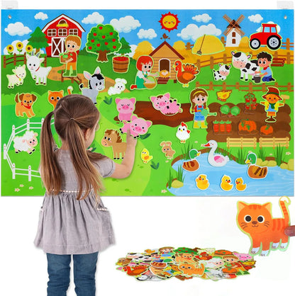 Farm Animals Felt Story Board Set – Interactive Early Learning Wall Puzzle Toys for Toddlers