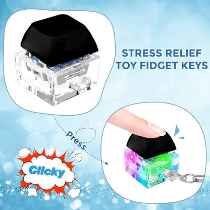 LED Keyboard Fidget Keychain – Stress Relief Finger Clicker Toy & Decompression Gift