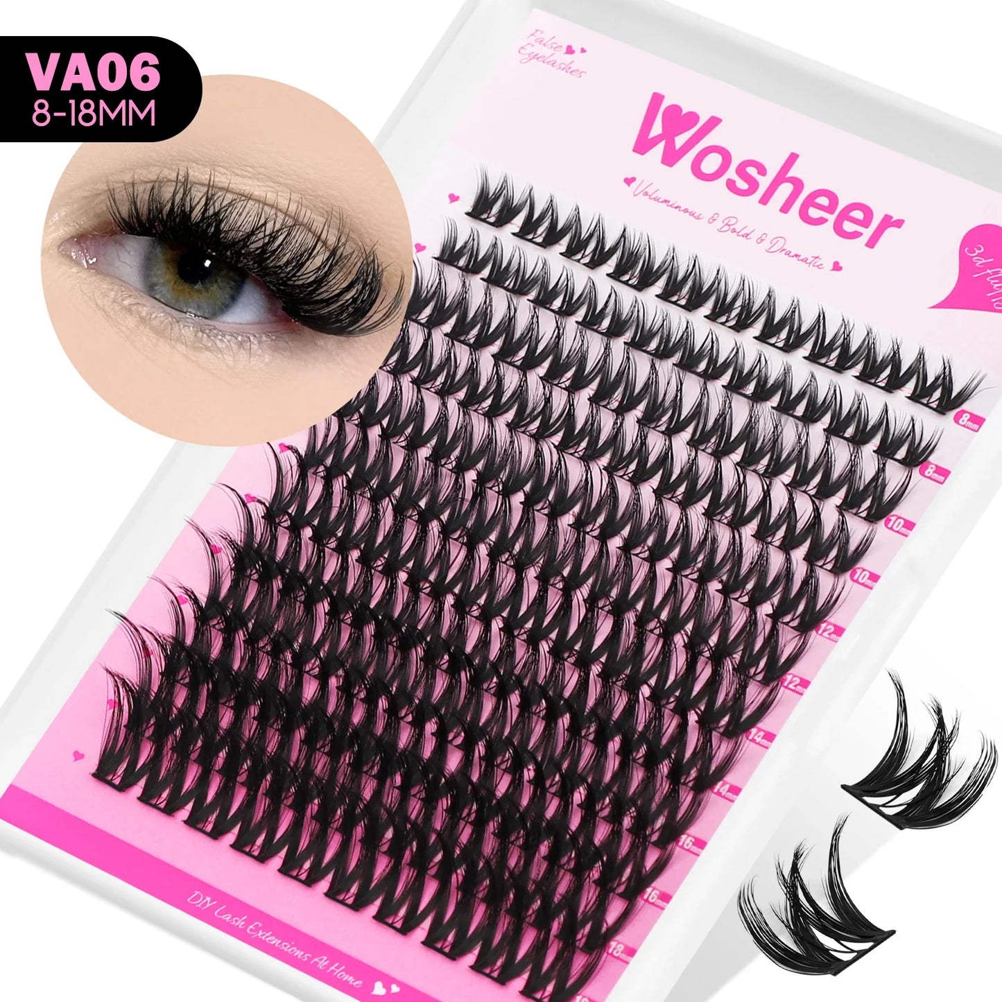 WOSHEER Manga Lash Clusters Kit – Clear Fairy Wet-Look Spiky Individual Anime Eyelashes