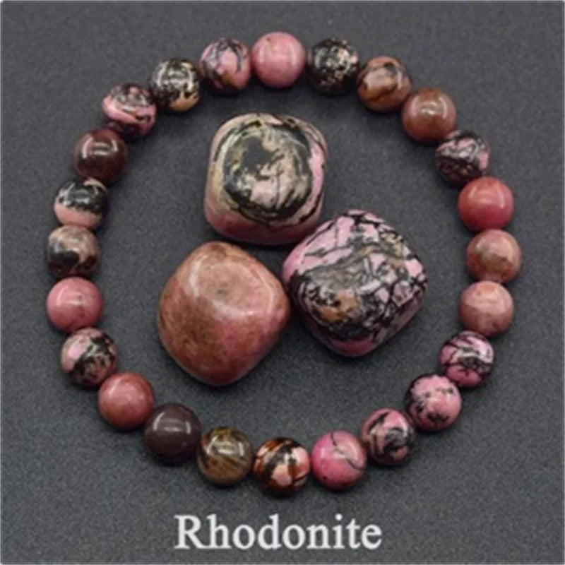 8MM Natural Epidote Zoisite & Lava Stone Bead Bracelet - Tiger Eye & Quartz Jewelry for Women