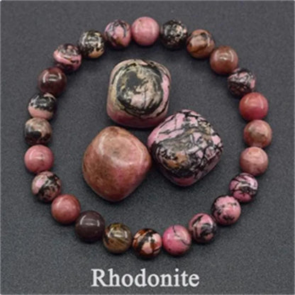 8MM Natural Epidote Zoisite & Lava Stone Bead Bracelet - Tiger Eye & Quartz Jewelry for Women