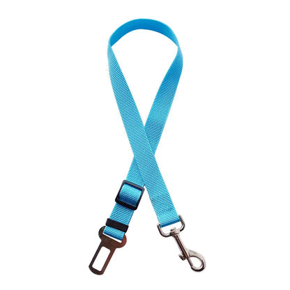 Adjustable Dog Car Seat Belt Harness – Nylon Reflective Elastic Safety Strap with Cushioning for Pet Travel