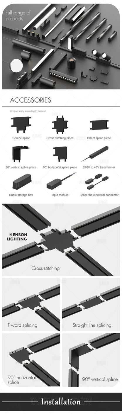 Smart Home Tuya Dimming 6mm Ultra-Thin Ceiling Mount Magnetic Track Light, 48V Slim Surface Mounted Linear Light