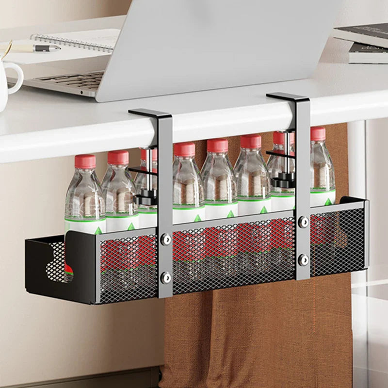 No-Drill Extendable Under Desk Cable Management Tray | Retractable Power Strip & Cord Holder with Clamp