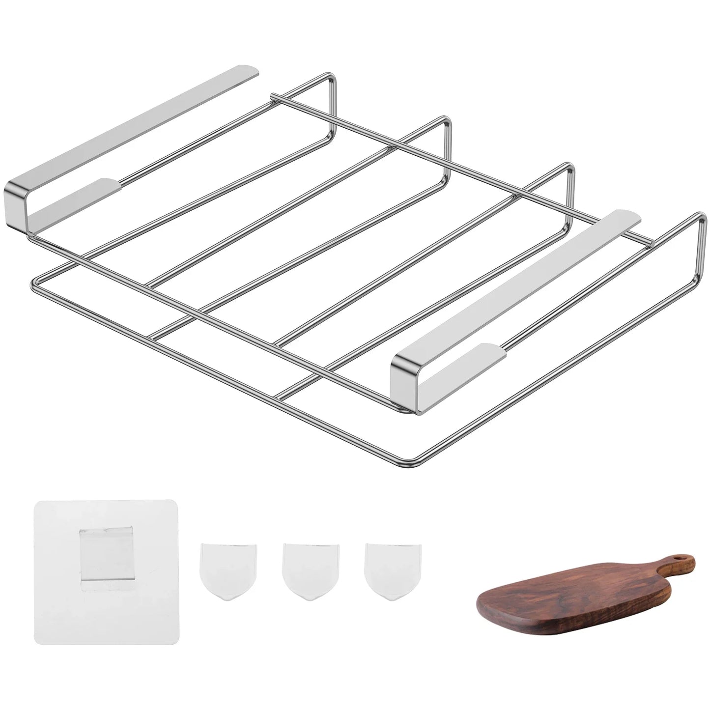 Under Cabinet Cutting Board Organizer – Stainless Steel Hanging Rack for Chopping Boards & Pot Lids