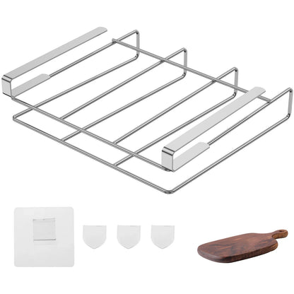Under Cabinet Cutting Board Organizer – Stainless Steel Hanging Rack for Chopping Boards & Pot Lids